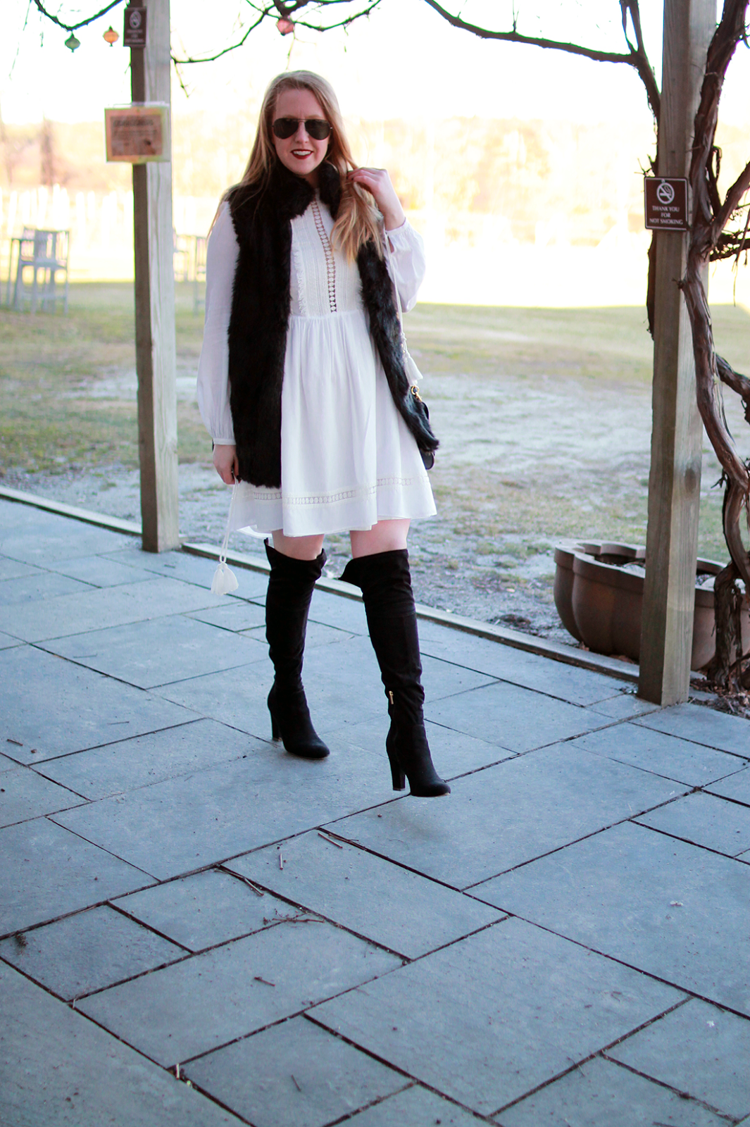 how to wear white in winter; white dresses in winter; over the knee boots with dress; boston style blogger; boston fashion blogger; boston blogger winter;
