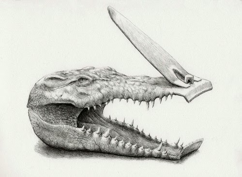 03-Croc-Crocodile-Nail-Clipper-Redmer-Hoekstra-Surreal-Animals-Ink-Drawings-www-designstack-co