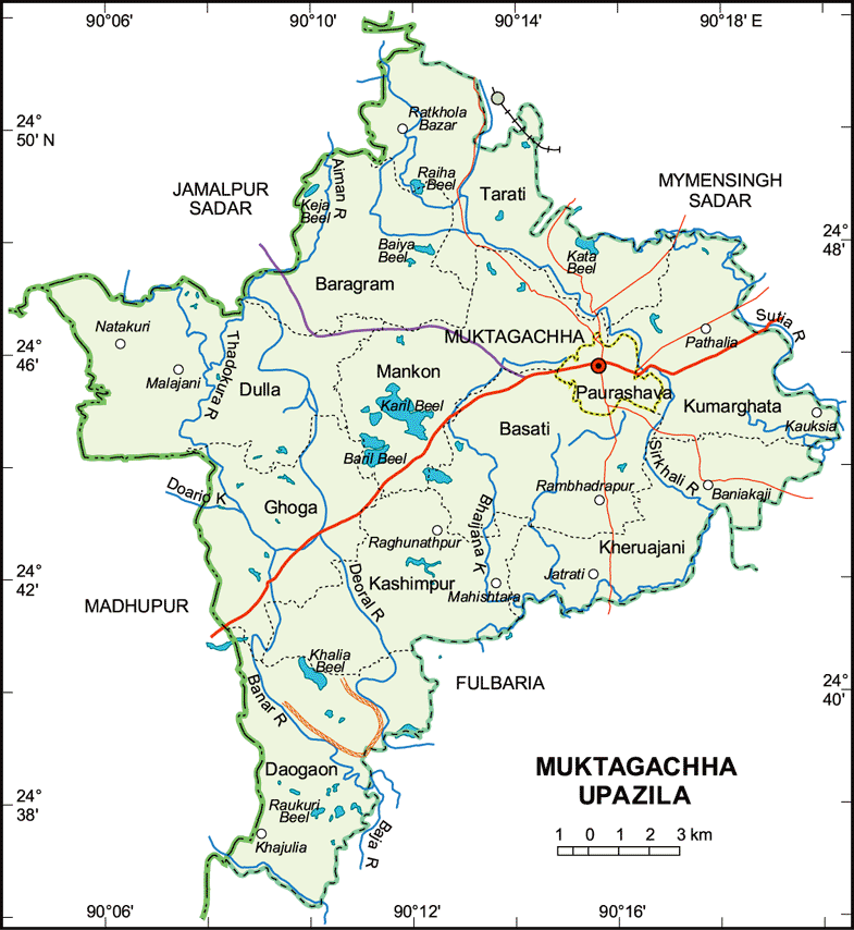 Muktagacha Upazila Map Mymensingh District Bangladesh