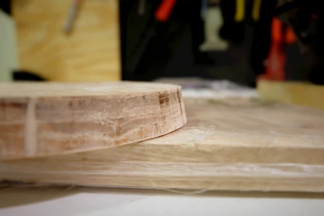 angled cut edge on hickory