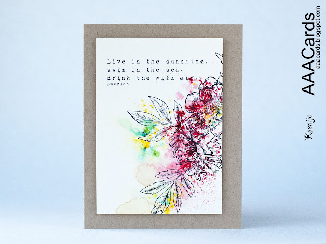 Brusho Crystal Coloured Floral Card