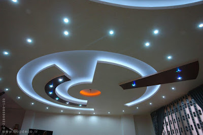 plasterboard suspended ceiling design with LED indirect ceiling lights