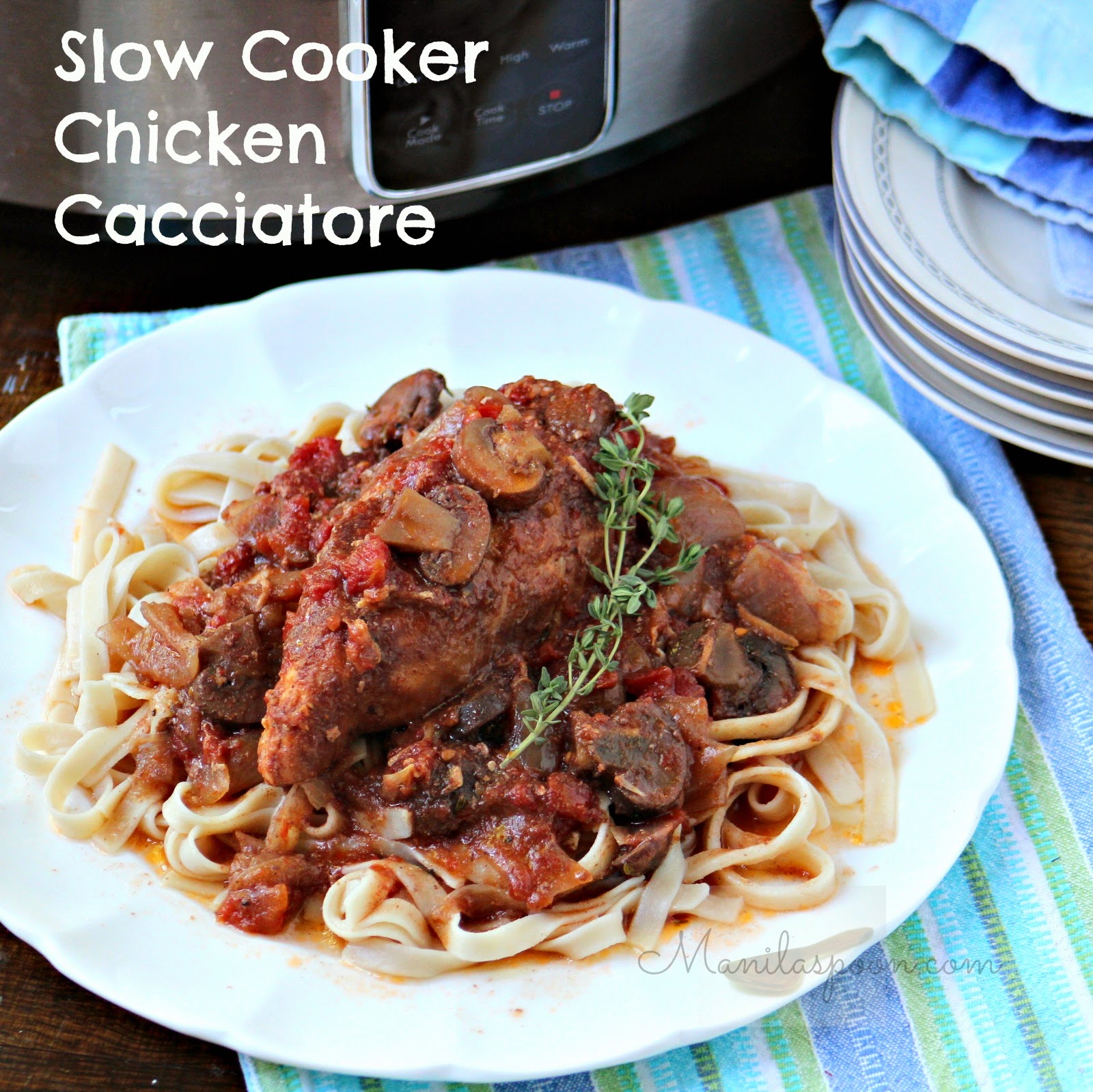 Melt-in-your-mouth tender and delicious Slow Cooker Chicken Cacciatore. Tried and tested and so easy to make. Serve over pasta or rice. Melt-in-your-mouth tender and delicious Slow Cooker Chicken Cacciatore. Tried and tested and so easy to make. Serve over pasta or rice.