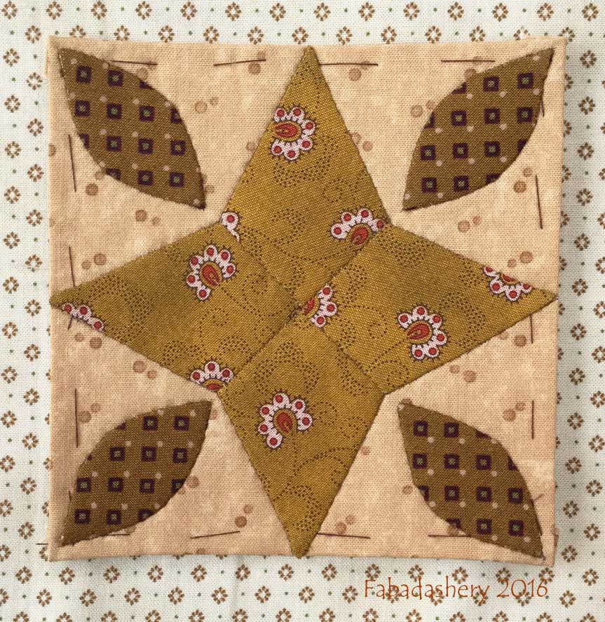 Fabadashery Dear Jane Quilt Block B8 Water Lily