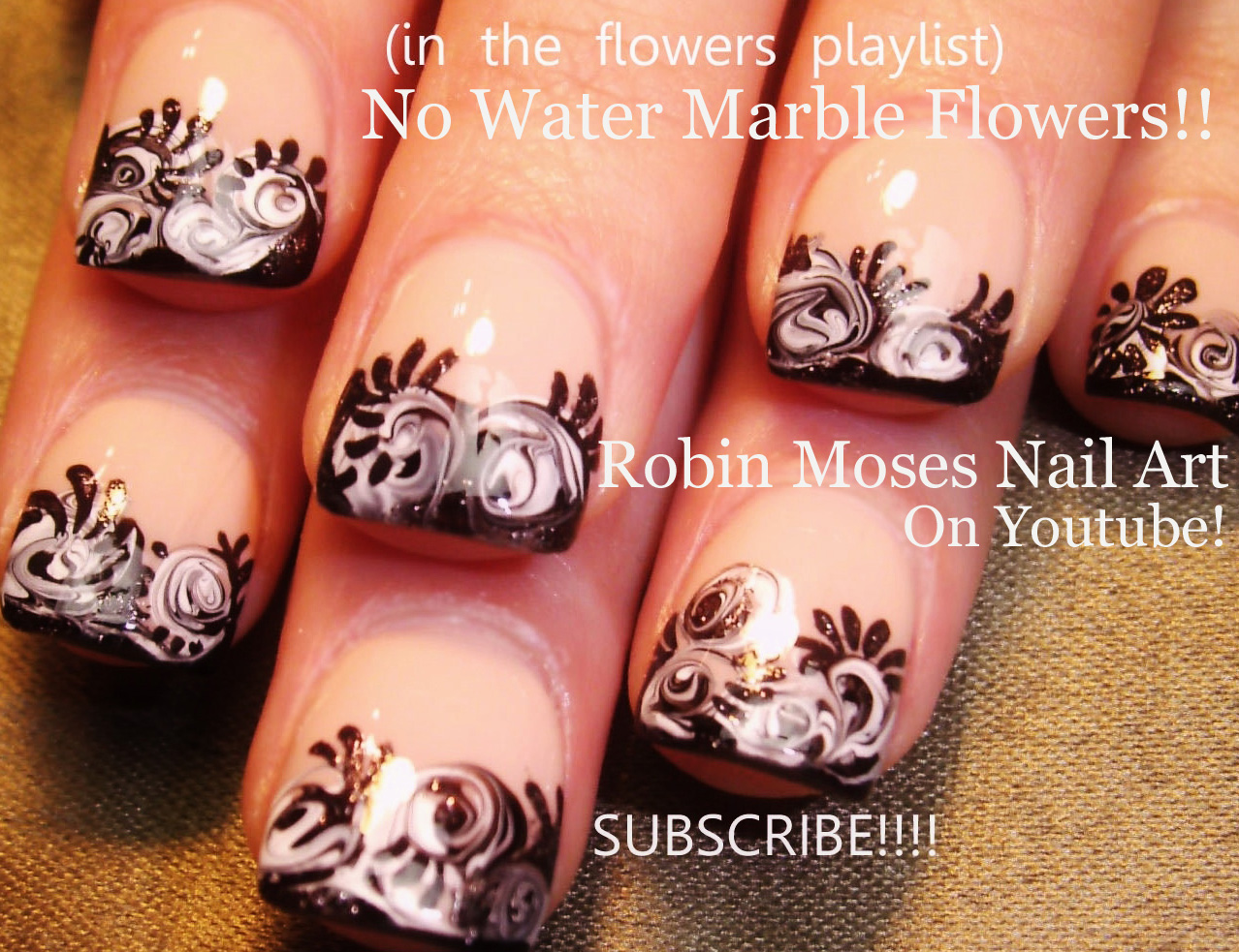 Nail Art by Robin Moses Marble Nails with No Water Needed! "no water