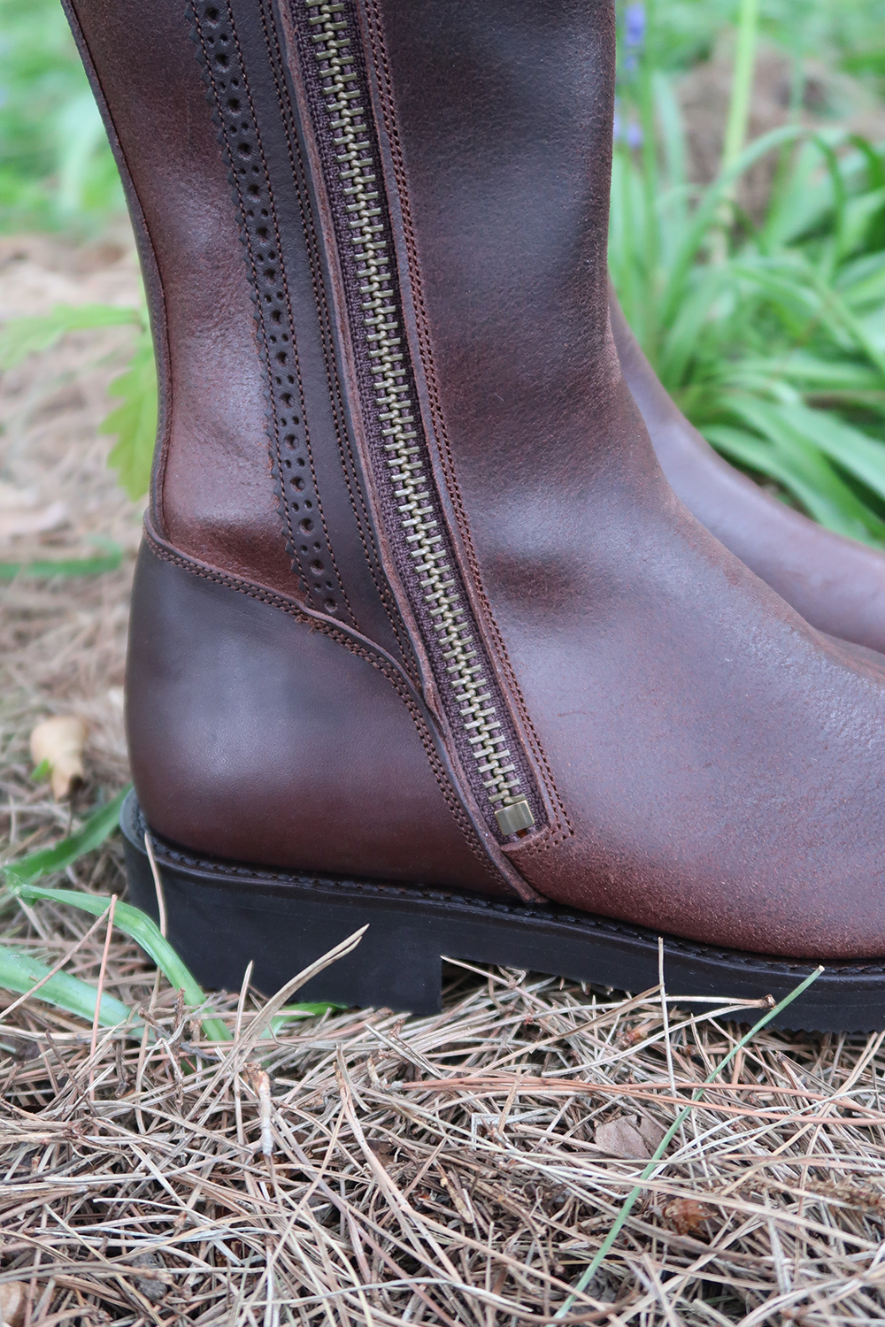 The Spanish Boot Company Tall Flat Sole Boots in Brown Charlotte in England