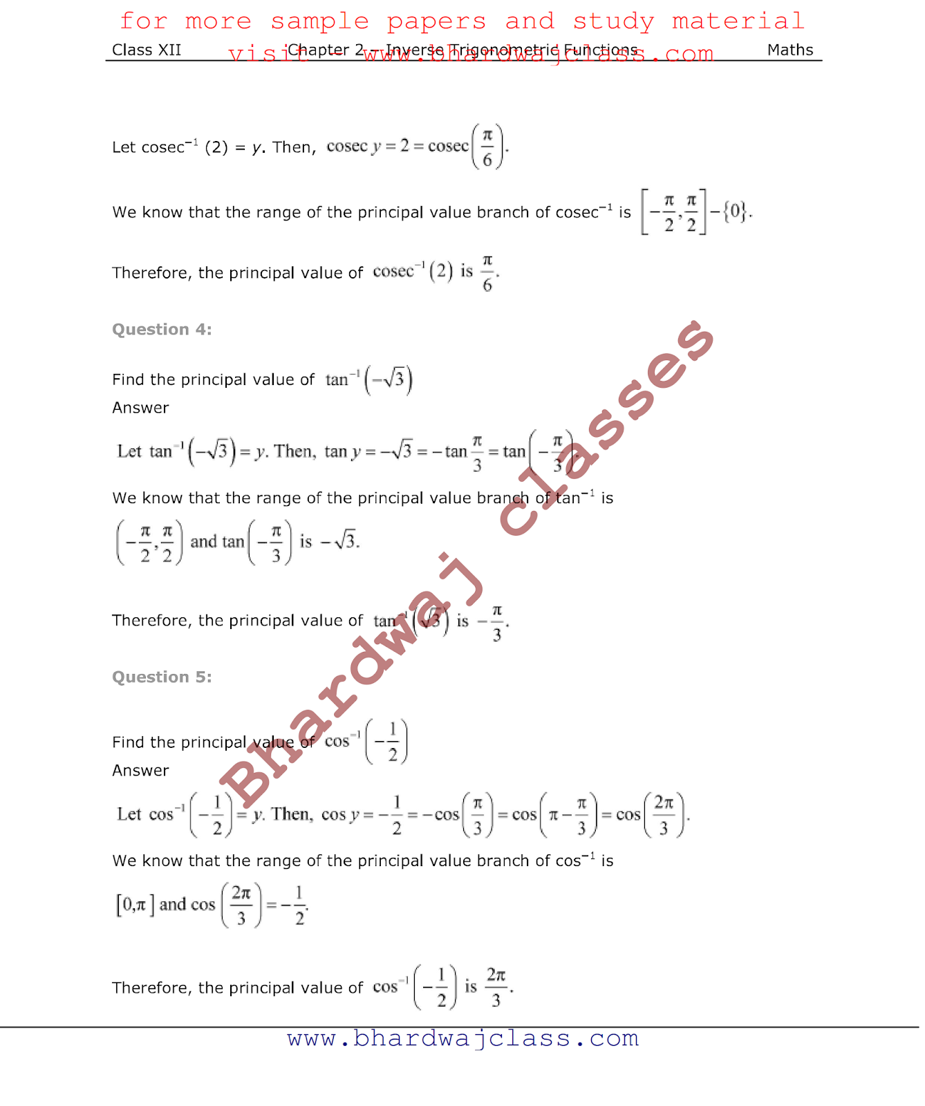 NCERT Solutions class 12 maths chapter 2