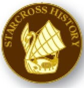 The Starcross History club badge depicting The Swan of the Exe in cream and gold Great Western Railway colours