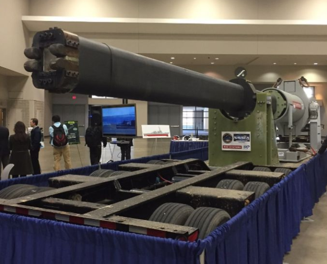 Tech Cafe Rail gun which fires ballistics at Mach 7