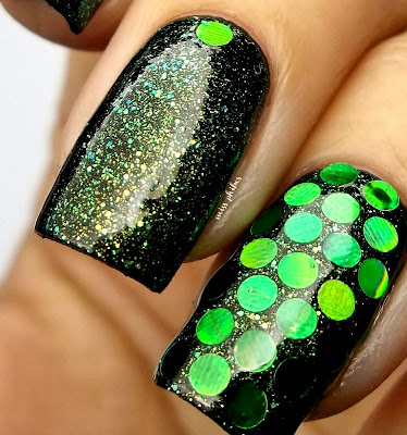 Nyx Emerald Forest over black + round glitters