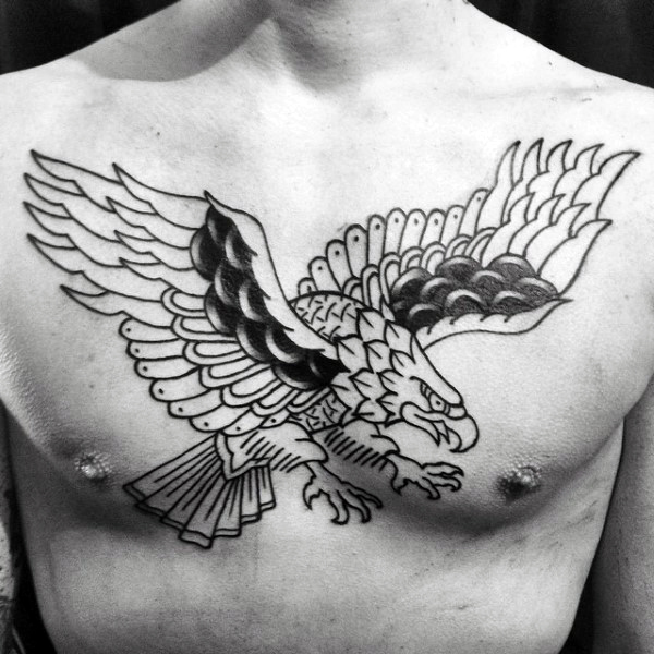Traditional Eagle Chest Tattoo