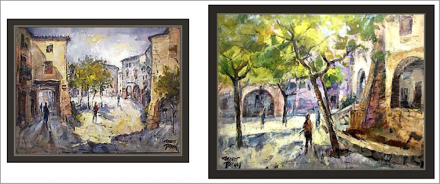 CUADROS-LA LLACUNA-PINTURA-PLAÇA MAJOR-PAISATGES-PINTURES-PINTOR-ERNEST DESCALS