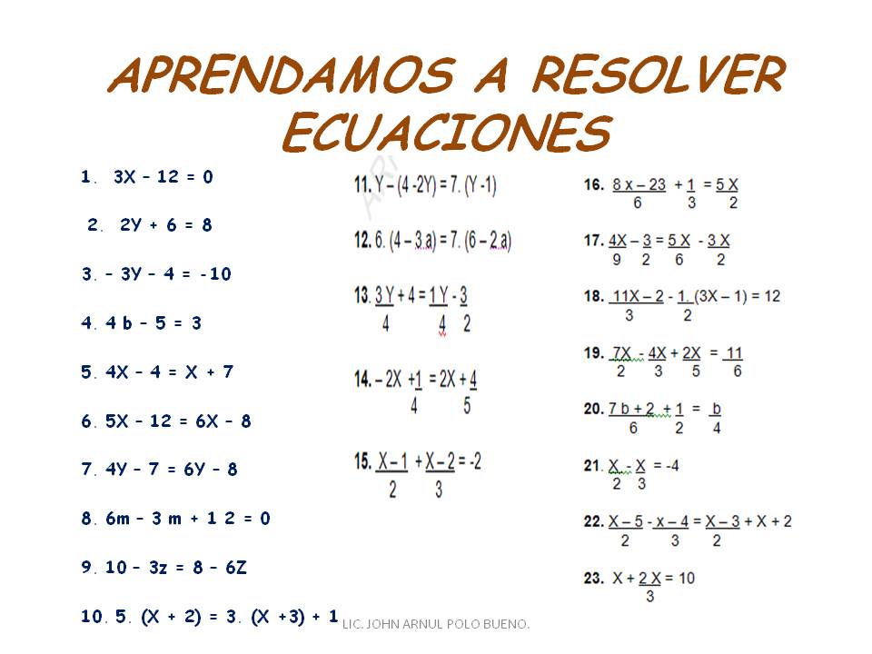Arriba la matematica: ECUACIONES DE PRIMER GRADO CON UNA INCOGNITA