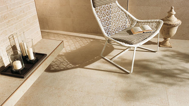 Floor tiles design for living room SUNROCK collection in Seaside Private Villa