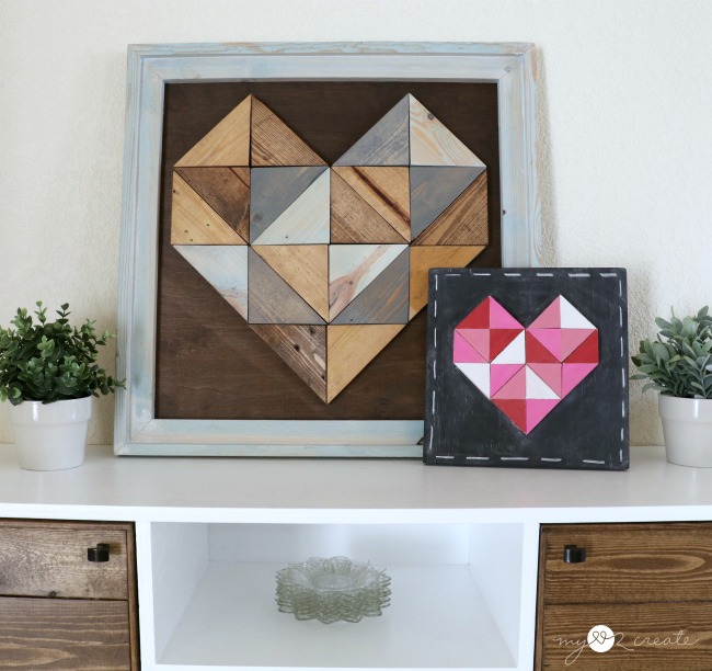 How to make a Wooden Triangle Heart, full picture tutorial at MyLove2Create