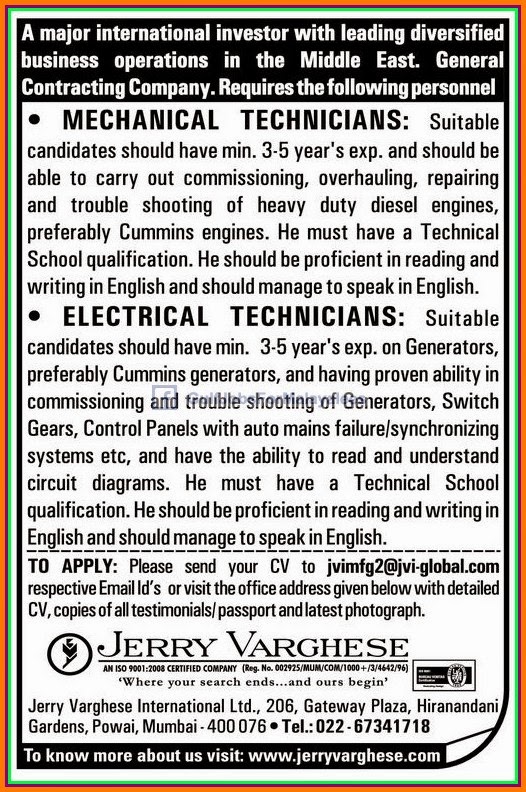 Major international Company in Middle East Jobs Gulf Jobs for Malayalees