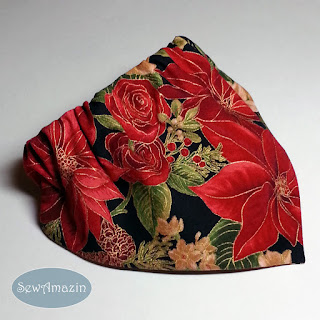 Christmas Dog Bandana, Red Poinsettias and Roses
