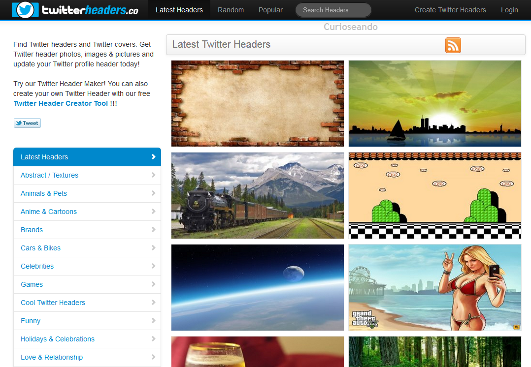 Sitios web para personalizar tu header en Twitter Curioseando