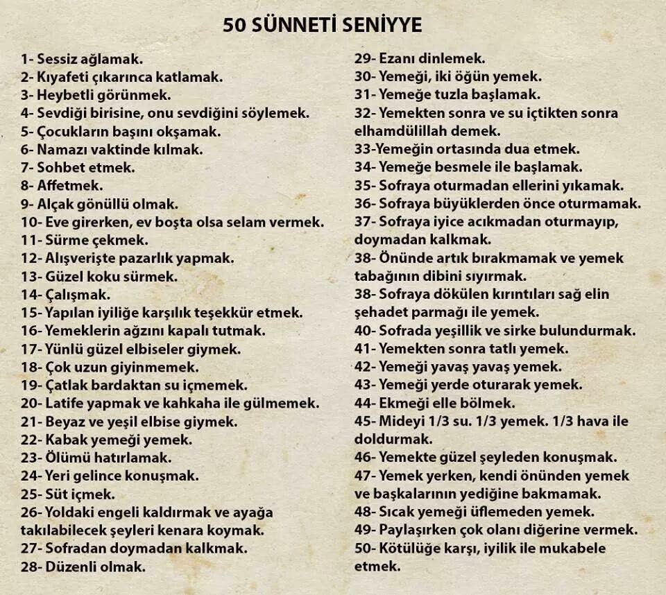 Sünnet-i Seniyye 50 Tane