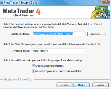 Gambar 3: Pilih Lokasi Instalasi Meta Trader