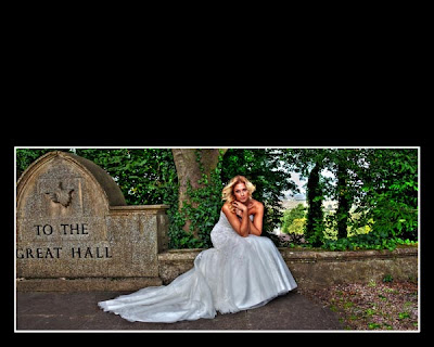 HDR bride on wall - Redworth Hall