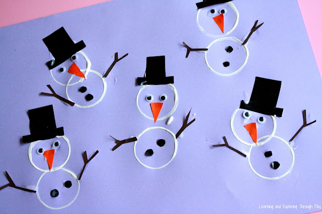 Snowman Crafts for Preschoolers. Snowman Stamping. Winter Crafts for Kids. 