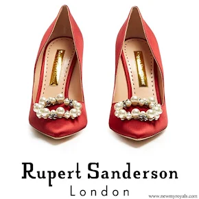 Crown Princess Mary wore RUPERT SANDERSON Pinka embellished pebble satin pumps