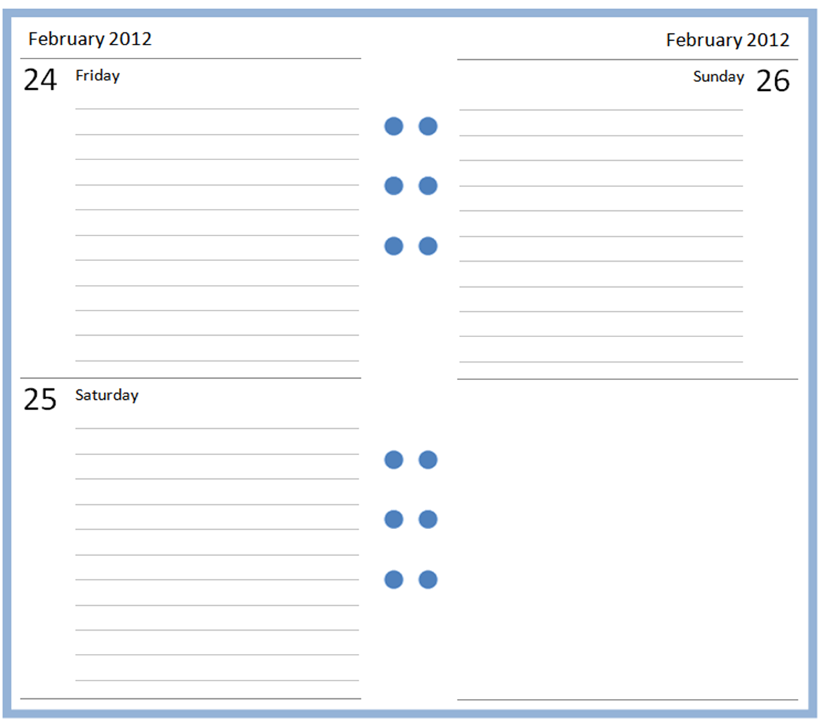 Philofaxy Free Personal size 2012 diary sets to download and print for