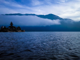 Cold Weather Mountain Lake And The Temple Scenery Of Ulun Danu Bratan Temple At Bedugul, Tabanan, Bali, Indonesia