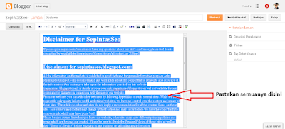 Cara mudah membuat laman Disclaimer di Blog Cara mudah membuat laman Disclaimer di Blog