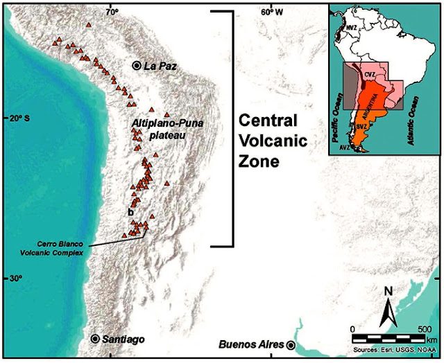 Cerro Blanco in central Andes was largest volcanic eruption of last 5000 years 