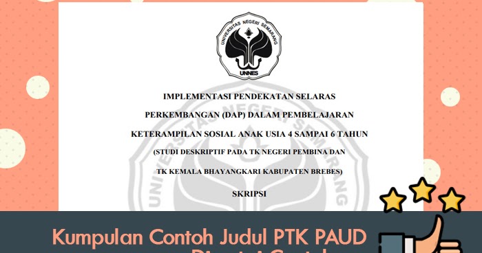 Kumpulan Contoh Judul Ptk Paud Disertai Contohnya Operator Sekolah