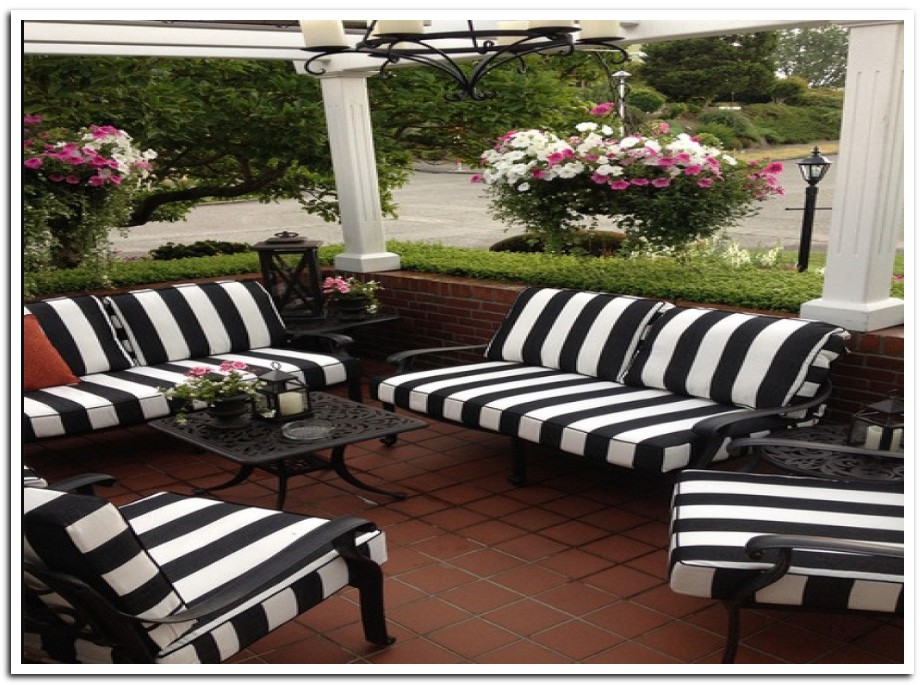 ZumamaHome Black And White Striped Patio Cushions Outdoor Chairs