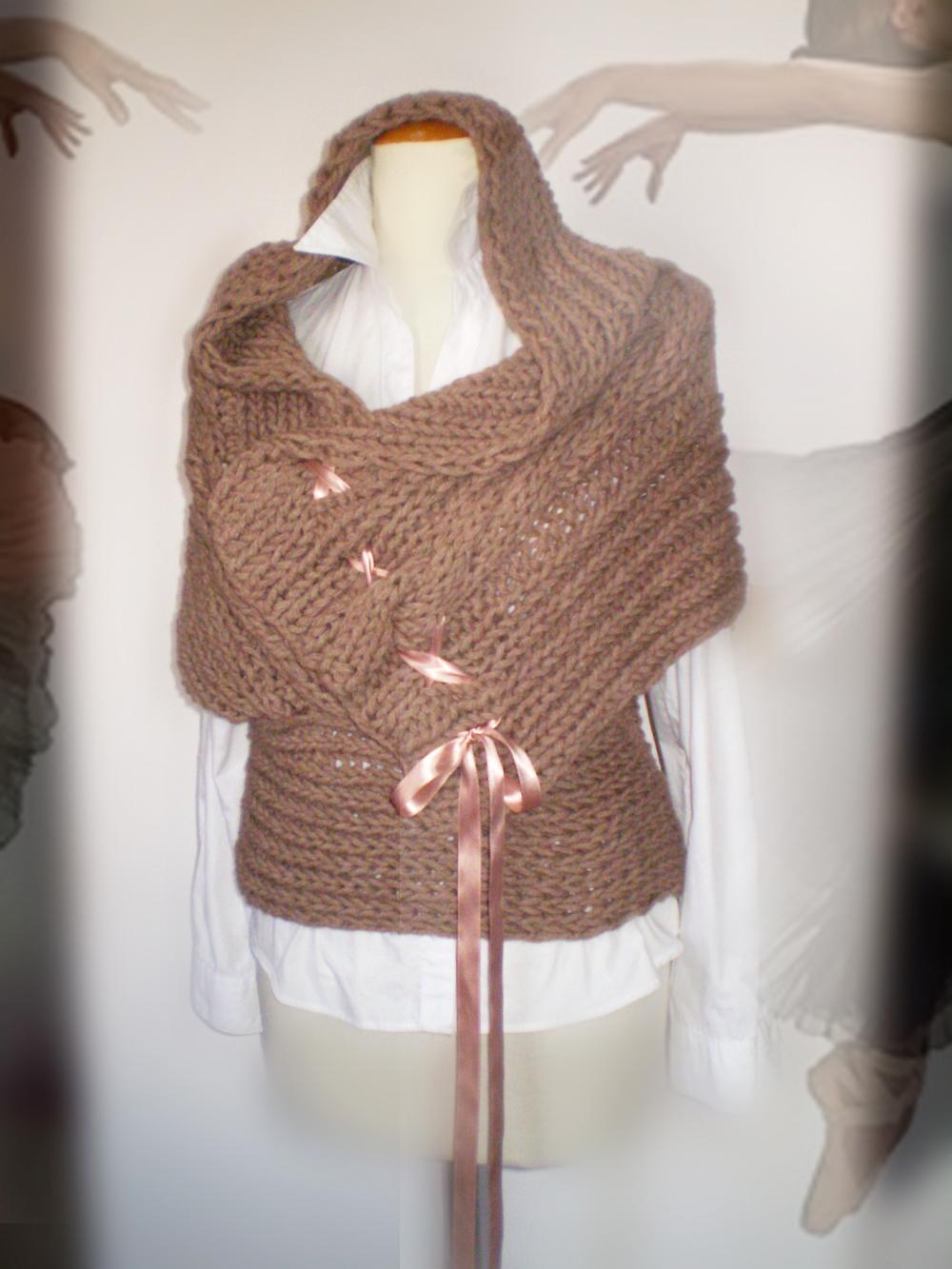 DIVNA'S SWEATERS: French beige sweater or shrug Cable knitting and unique