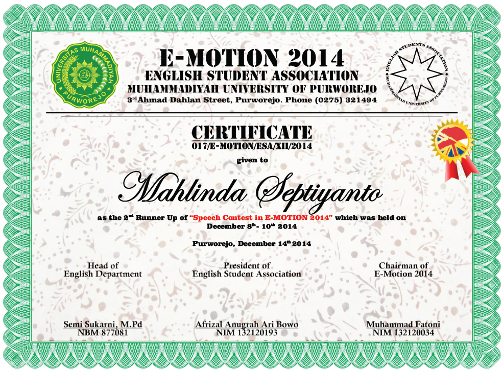 Contoh Sertifikat Dalam Bahasa Inggris