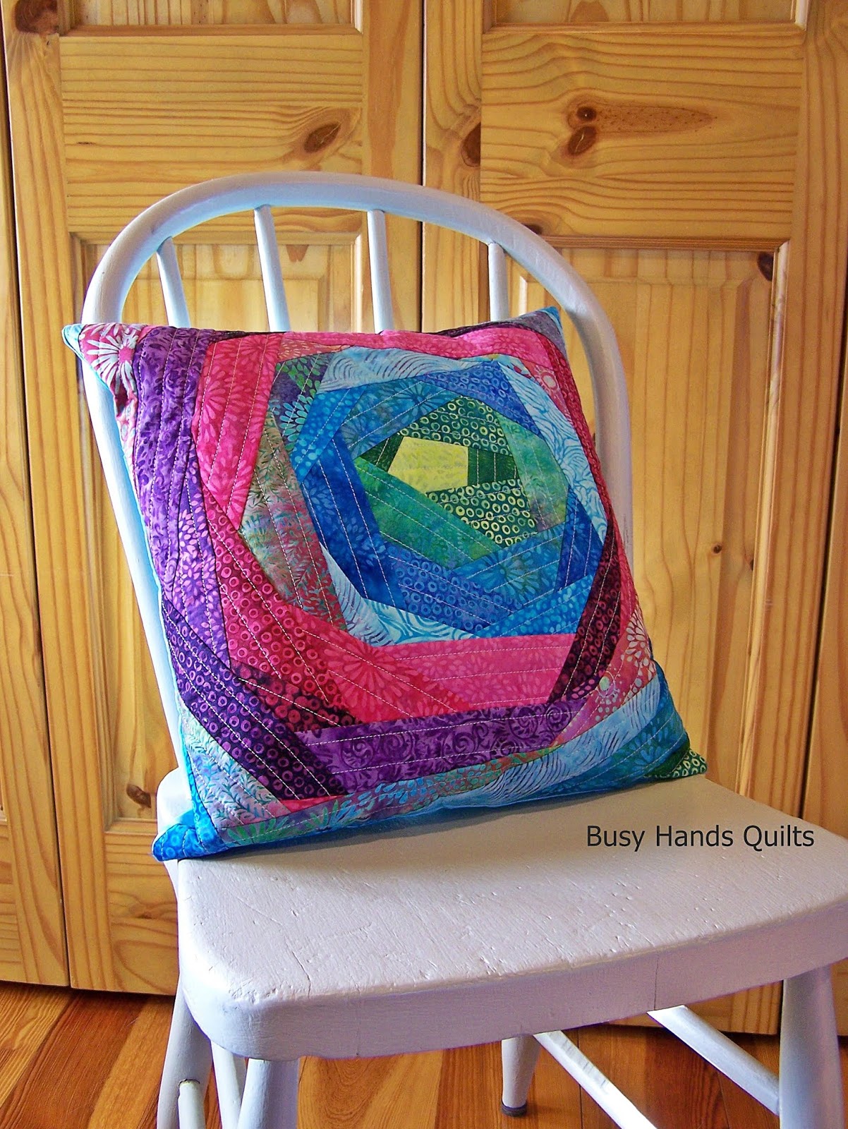 Busy Hands Quilts Bloomin QuiltAsYouGo Pillow in Island Batiks!