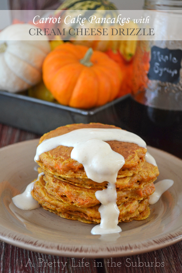 Carrot Cake Pancakes with Cream Cheese Drizzle