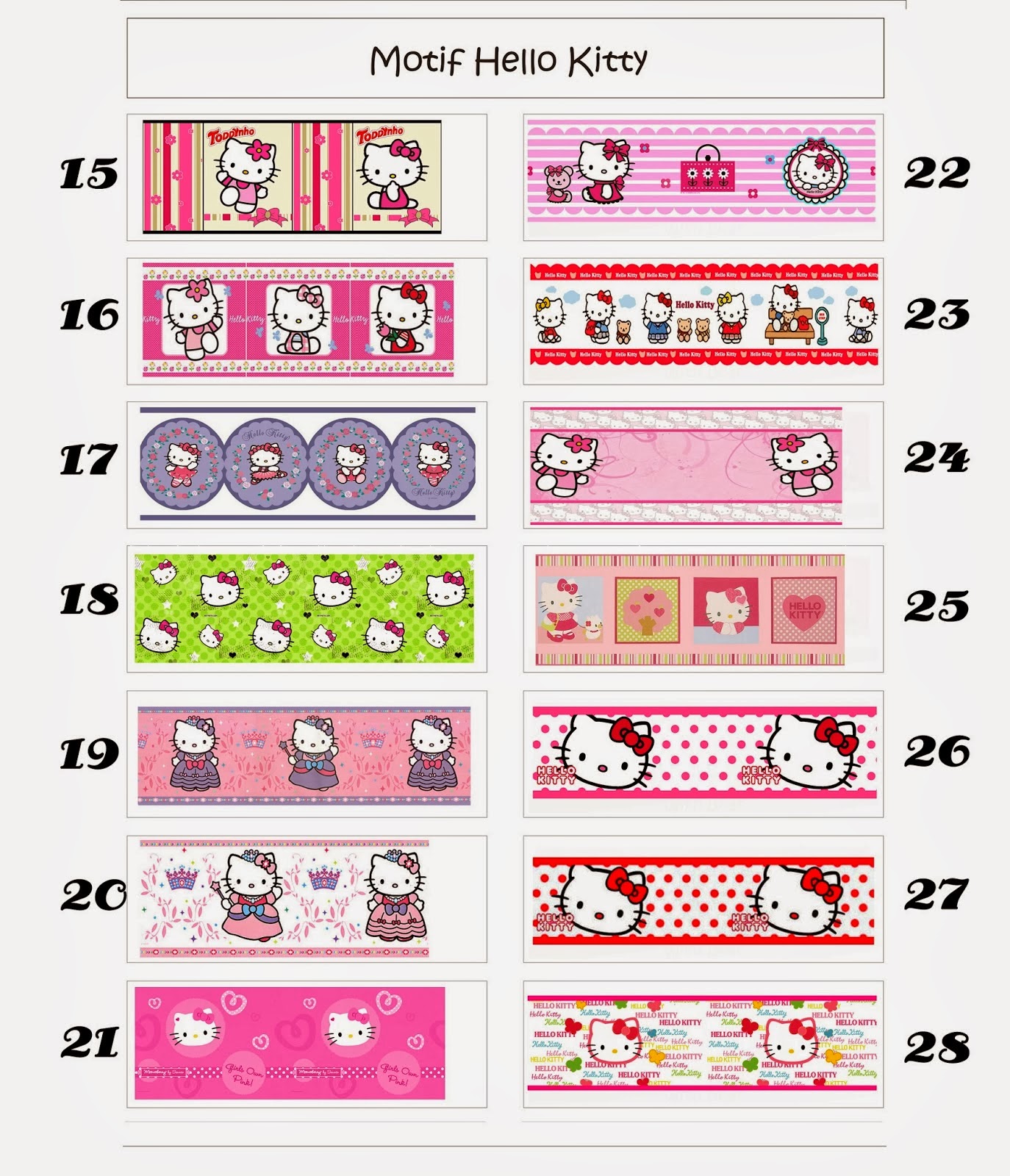 Wallpaper border dinding Motif Hello Kitty dan anak2