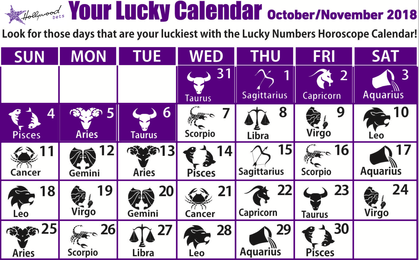 Capricorn Lucky Calendar Printable Calendar 2023