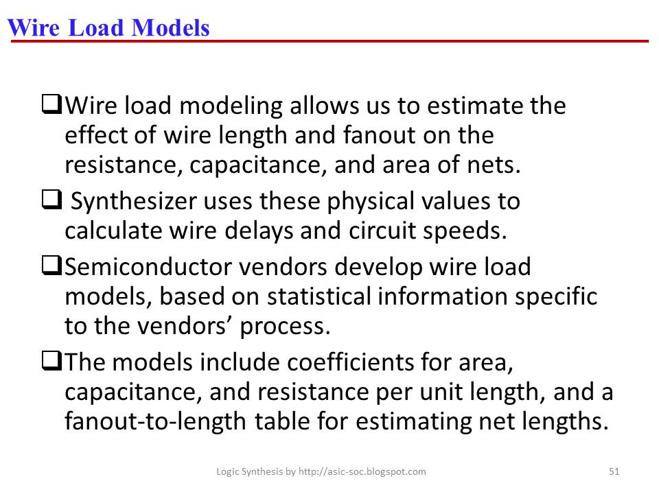 ASIC-System on Chip-VLSI Design: Wire load models