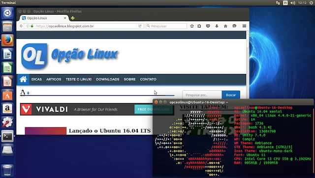 Área de Trabalho Ubuntu 16.04 Xenial Xerus