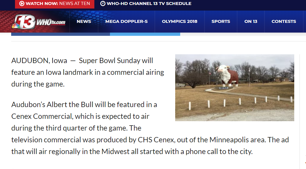 The Mindless Freaks Audubon, Iowa's "Albert the Bull" to be featured