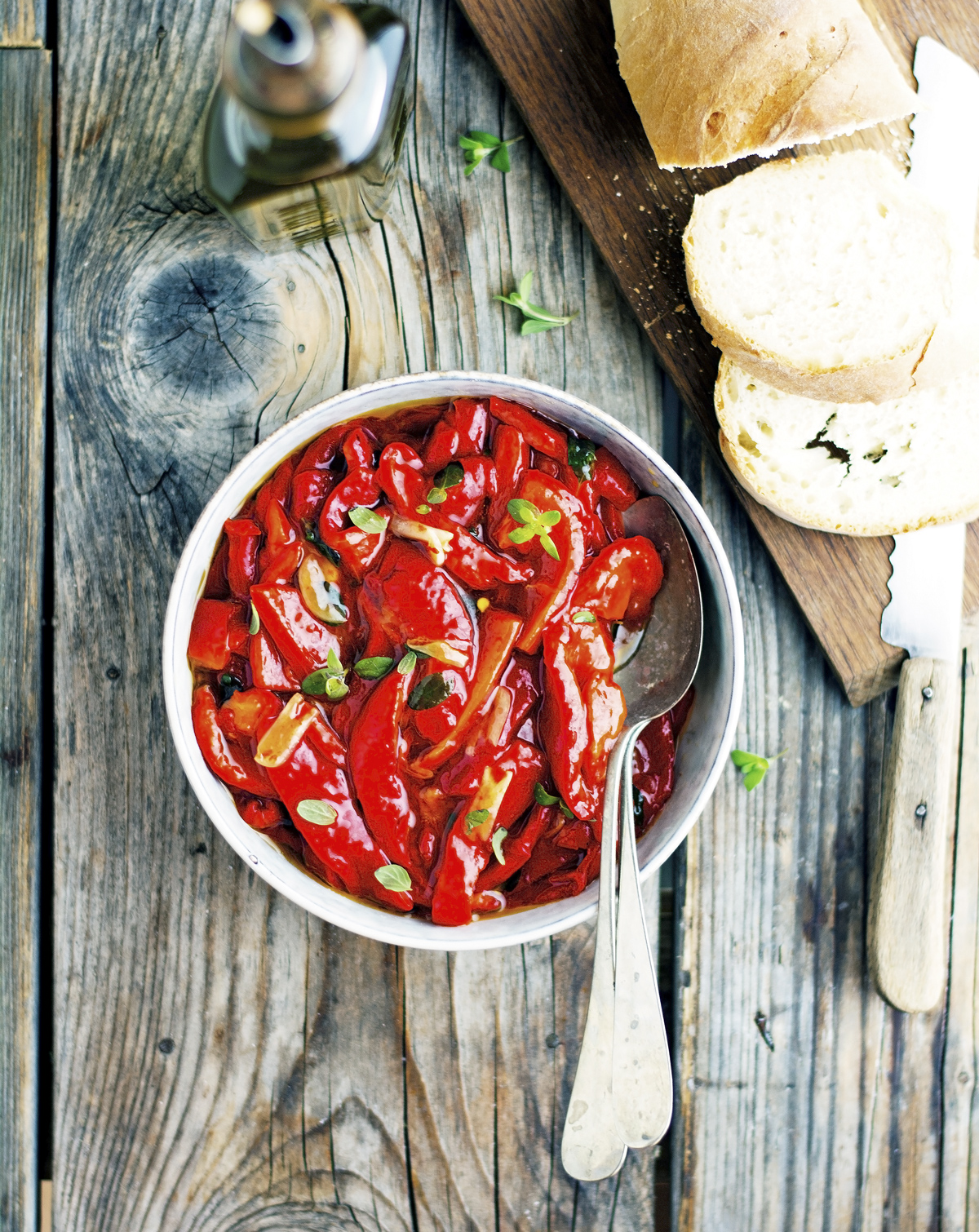 Marinated Red Peppers with Garlic and Oregano