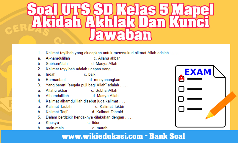 Soal Uts Sd Kelas 5 Mapel Akidah Watak Dan Kunci Jawaban Idn Paperplane