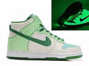 Glow In The Dark Shoes: Glow In the Dark Nike Dunks High Tops Cool Shoes Green White