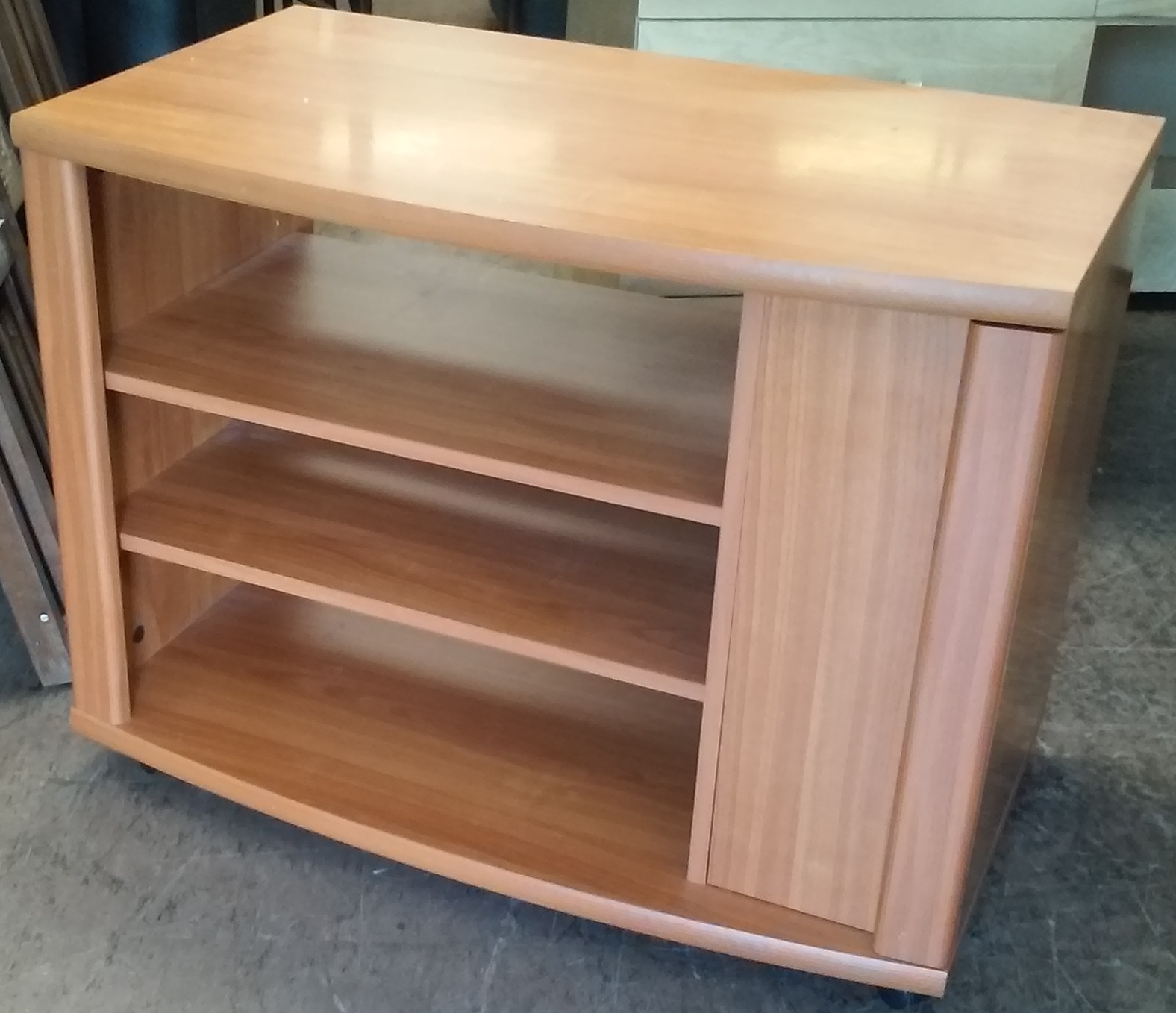 UHURU FURNITURE & COLLECTIBLES SOLD Teak Effect TV Stand on Wheels 25