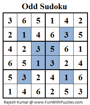 Odd Sudoku (Mini Sudoku Series #18) Solution