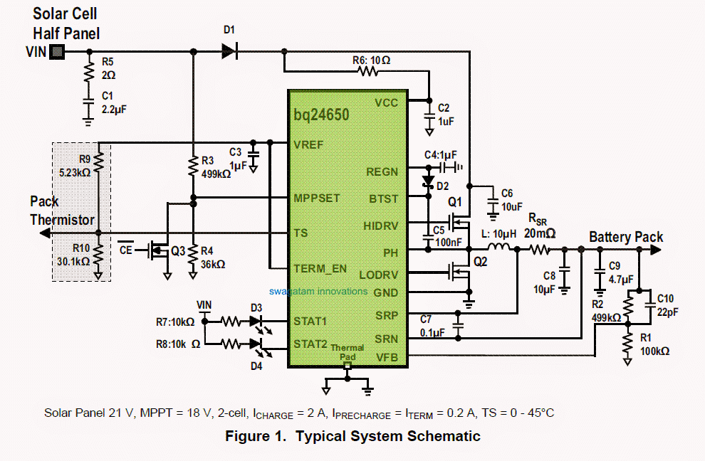 Synchronous Switch-Mode MPPT Battery Charge Controller Circuit