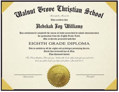 Eighth Grade homeschool Diploma