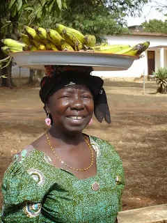 Selling green bananas in Cameroon Africa